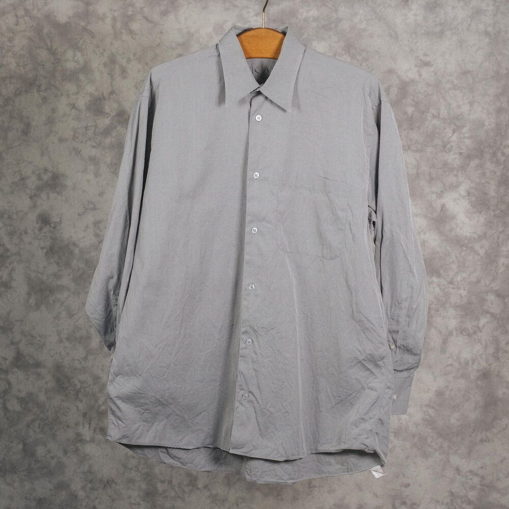 Vintage Krizia Shirt | Gray Button Down | Two Ply Cotton | Made In Italy